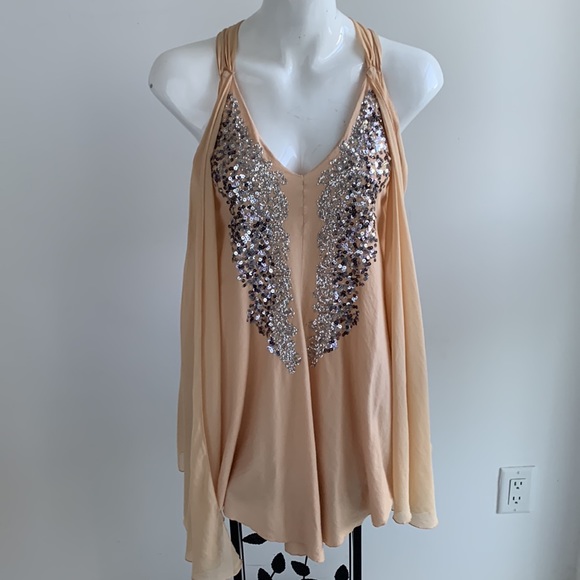 Patrizia Pepe Front silver Sequin Silk Blend Top Tunic Blouse, size 44 M - Picture 3 of 12